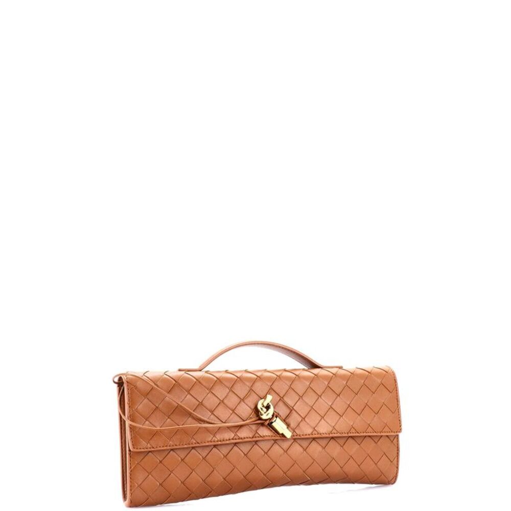 Bottega Veneta Andiamo Top Handle Clutch Intrecciato Nappa Long Brown - Picture 2 of 6